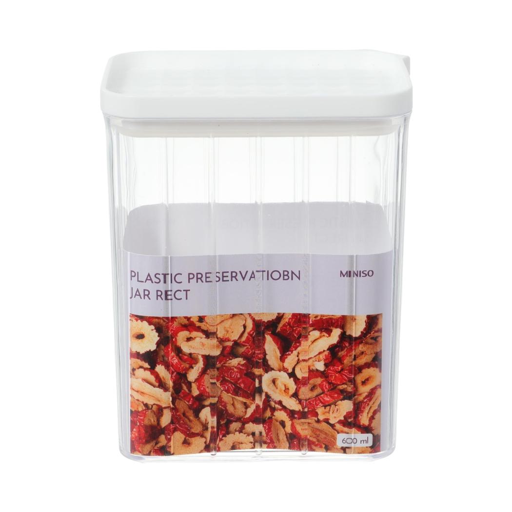 Simple Kitchen Series Storage Box with Lid 600mL (Square)(White)