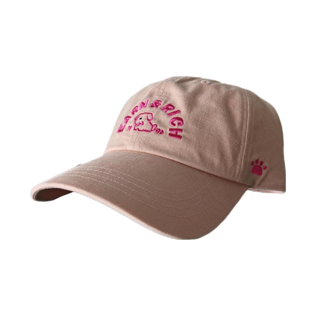 Earn & Rich Dog Embroidered Baseball Cap(Pink)