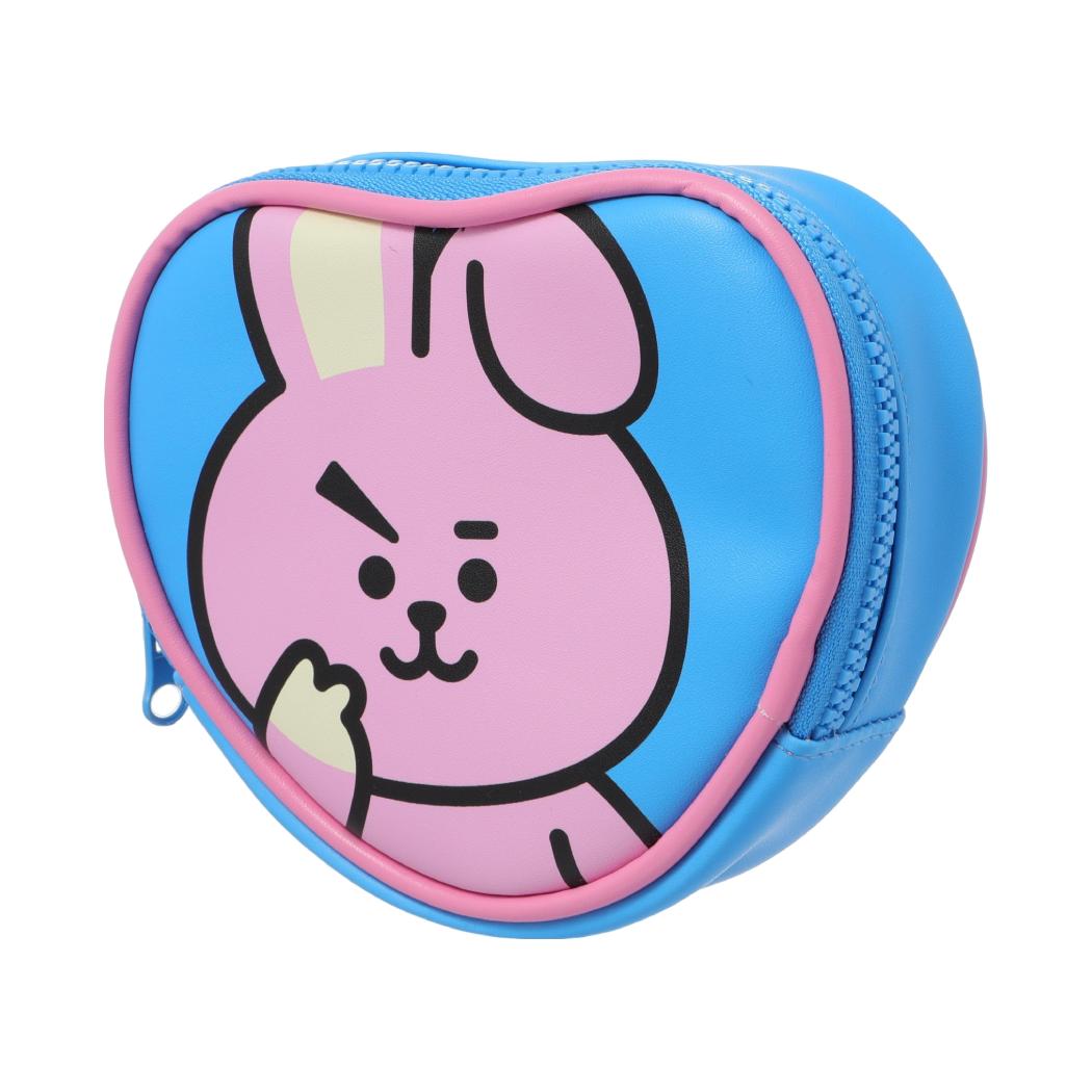 BT21 Collection Contrast Color Heart Shape Coin Purse(Blue,COOKY)