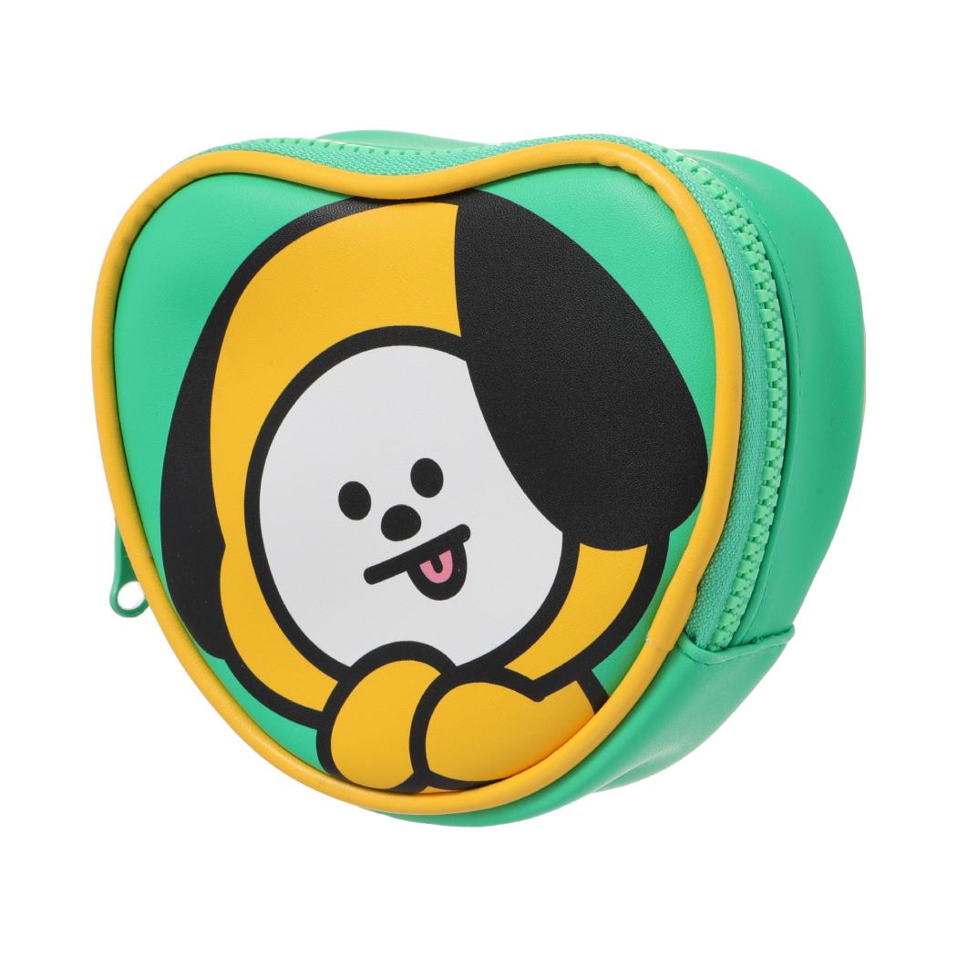 BT21 Collection Contrast Color Heart Shape Coin Purse(Green,CHIMMY)
