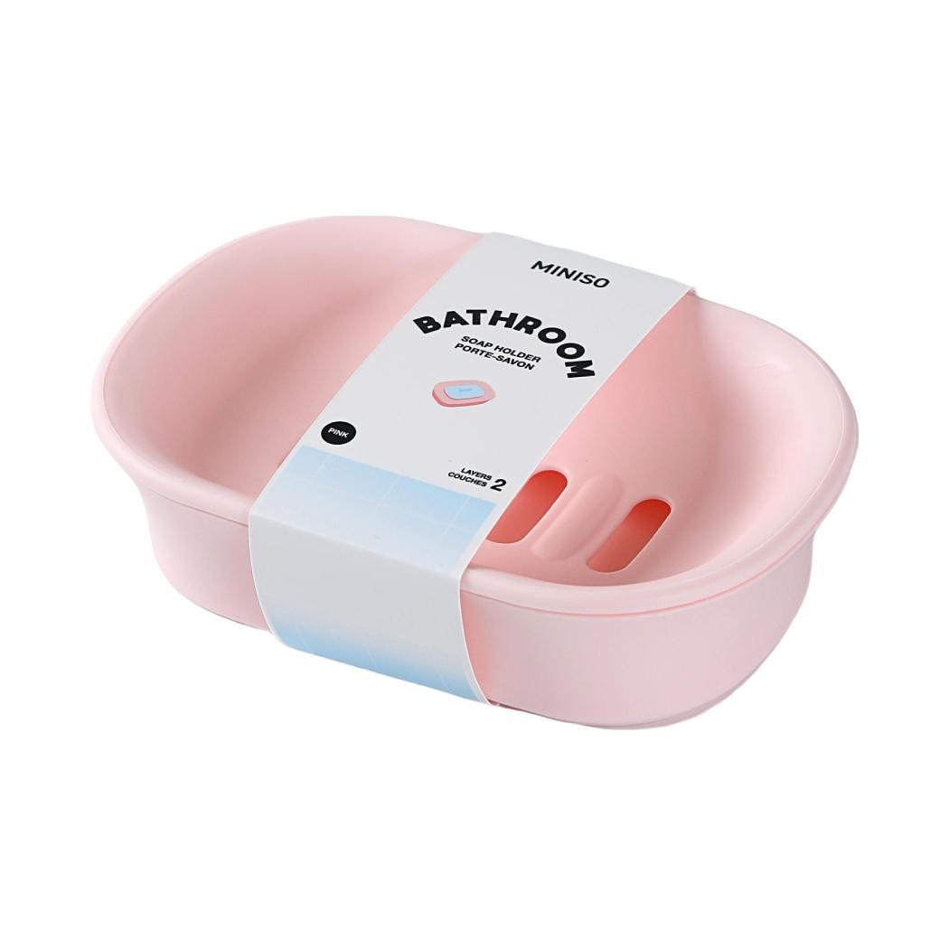 Simple Style Double Layer Soap Holder (Pink)